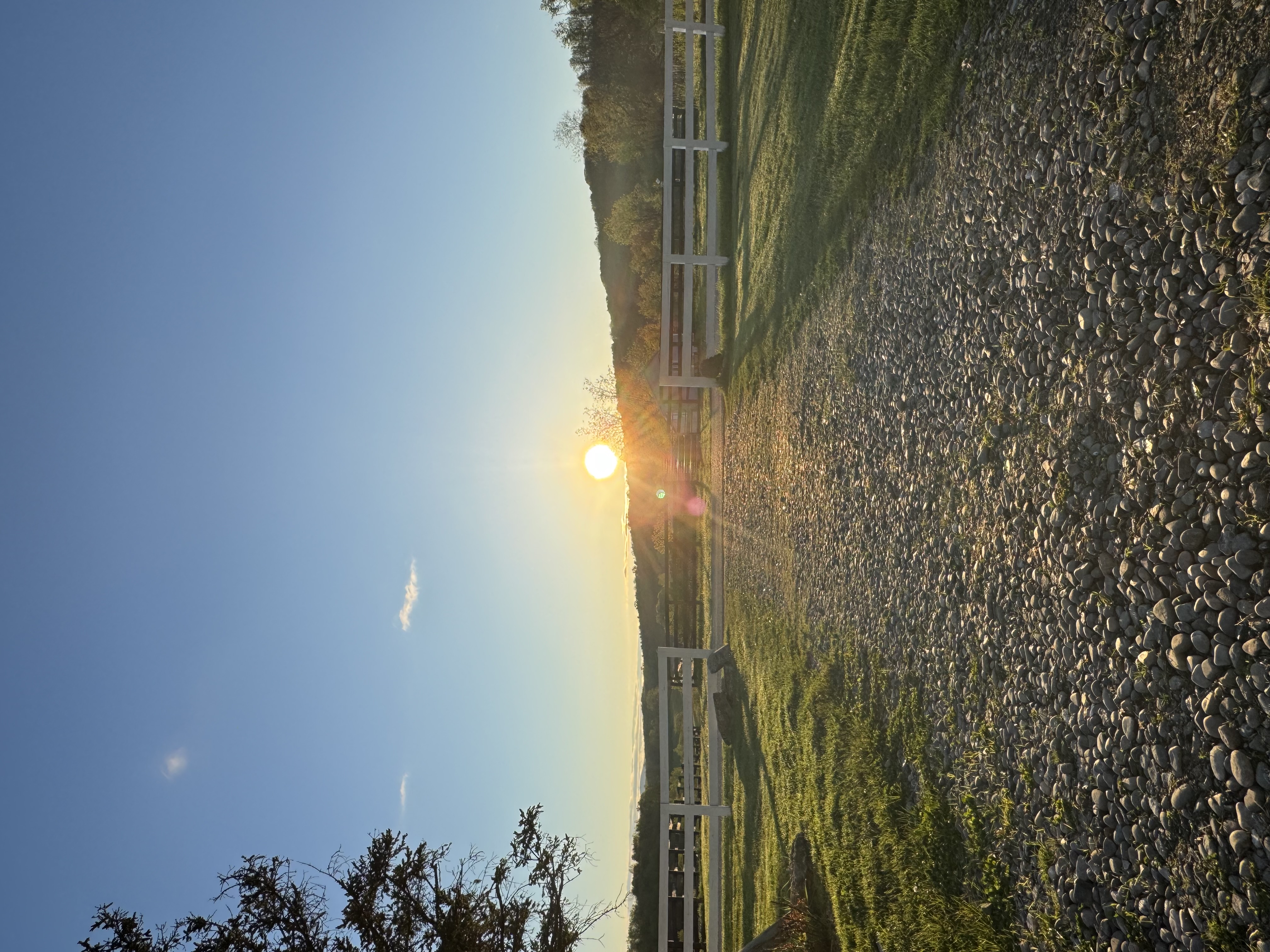 Sunset across the farm drive at Green Meadow Farm