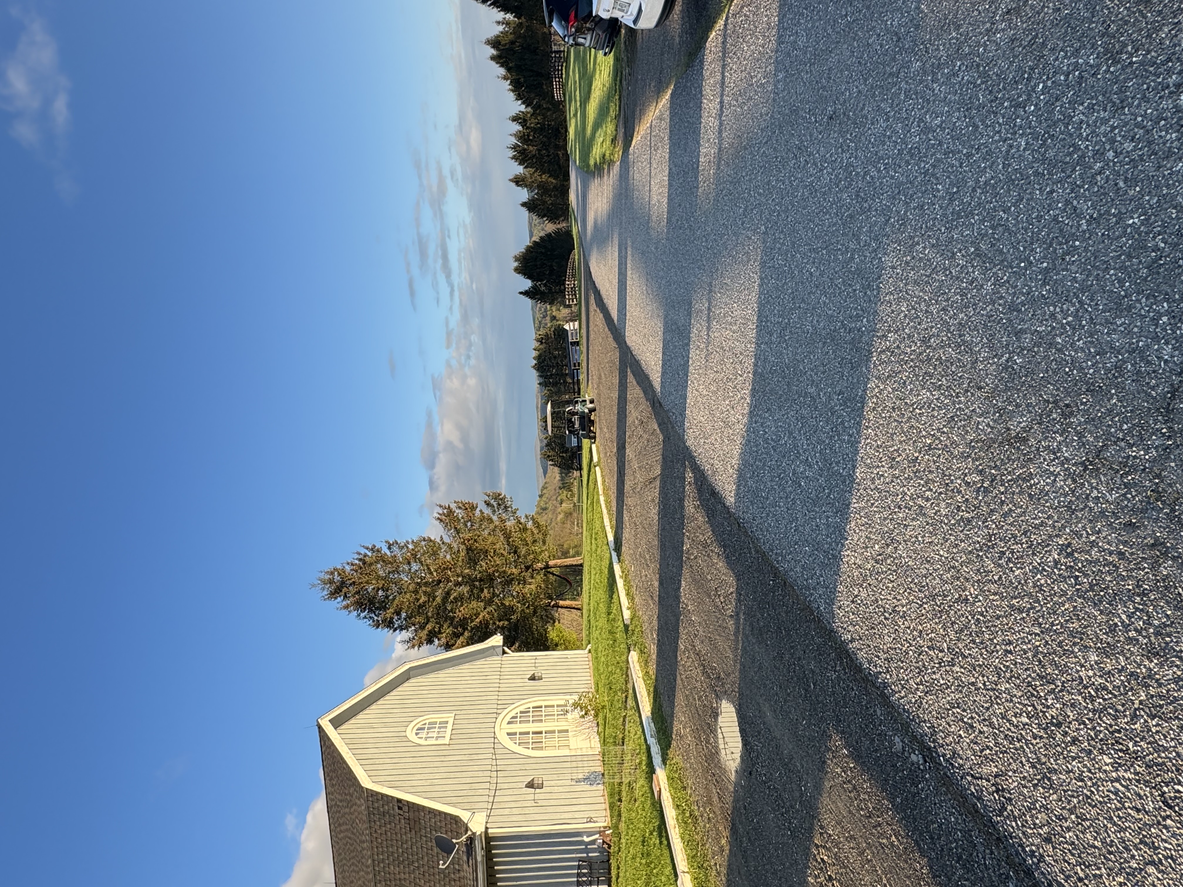 Drive and restored barn buildings at Green Meadow Farm